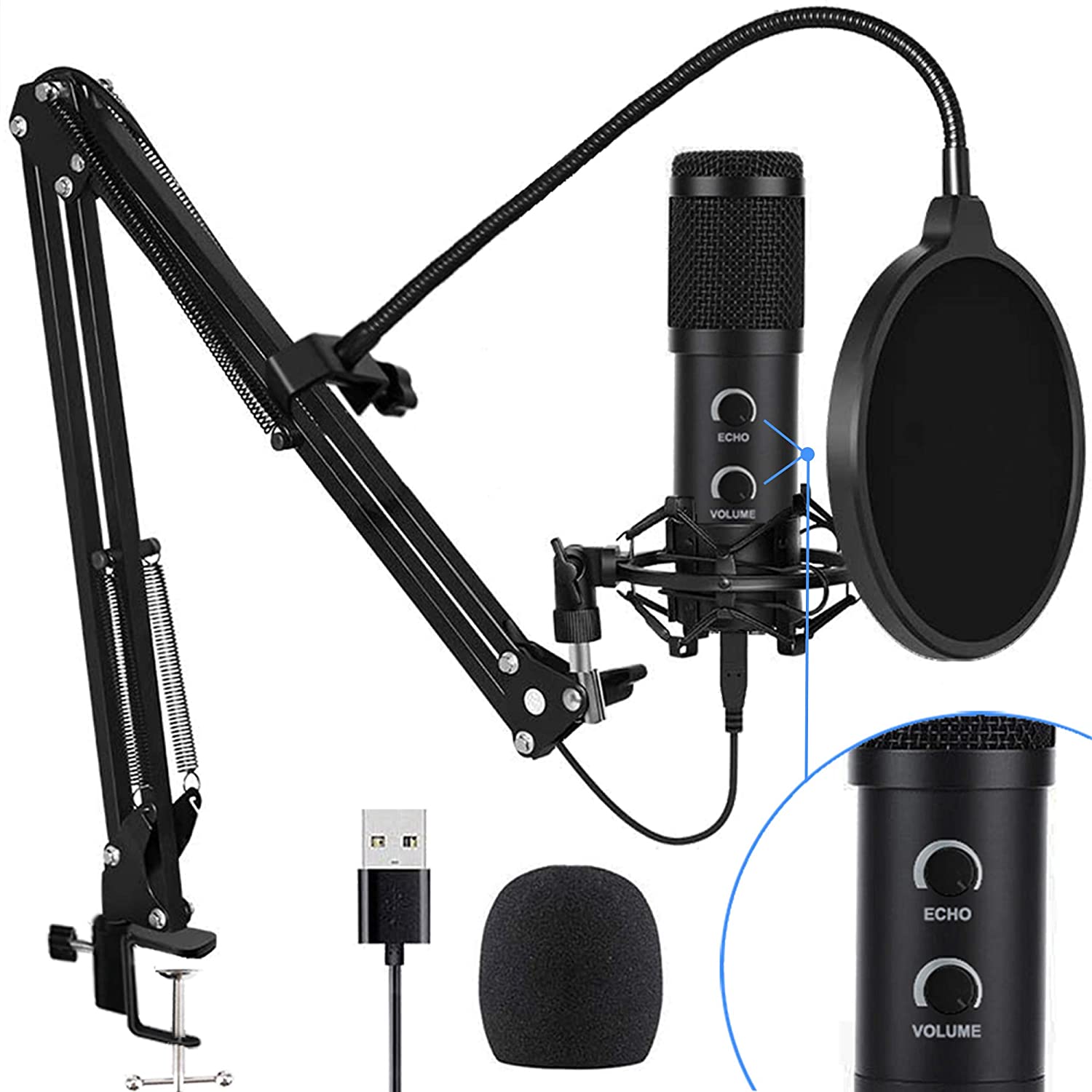 hjort Sved barbermaskine USB Microphone Kit, Streaming Podcast PC Cardioid Condenser Computer Mic  for Gaming, YouTube Video, Recording Music, Voice Over, Studio Mic Bundle  with Adjustment Arm Stand(Q9) – Audio Engineering Associates